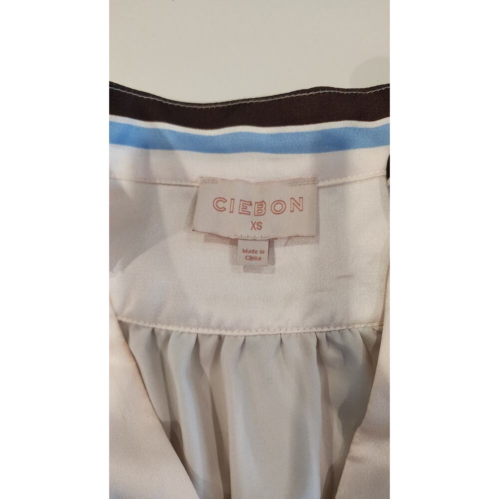 CIEBON Satin belted mini shirt dress Size XS Long Bishop Puff Sleeves Button Up - Picture 5 of 9